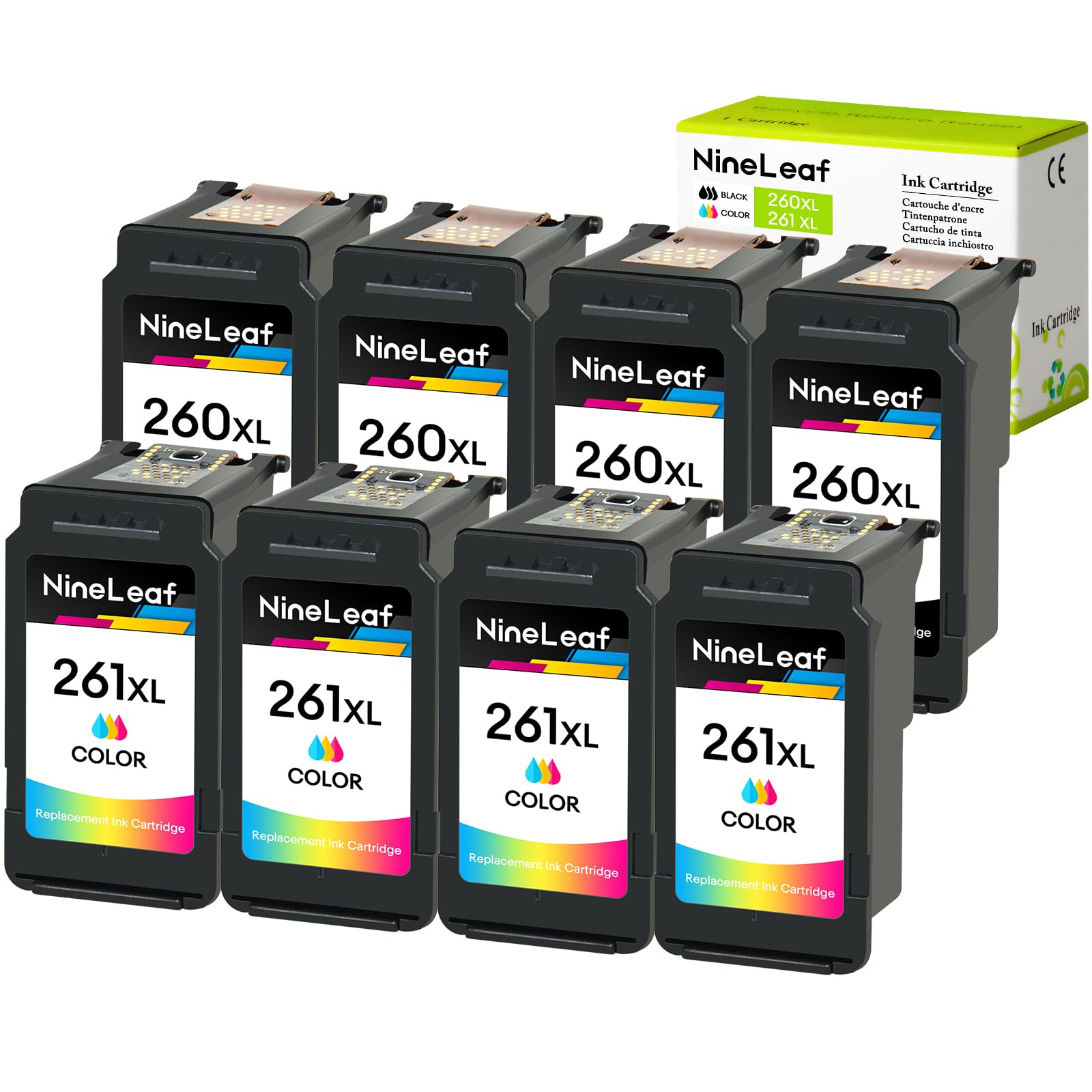 NineLeaf 260XL 261XL Black and Color Combo Pack Compatible for Canon PG-260XL CL-261XL PG260XL CL261XL Ink Cartridge PIXMA TS5320 TS6420 TS6420a