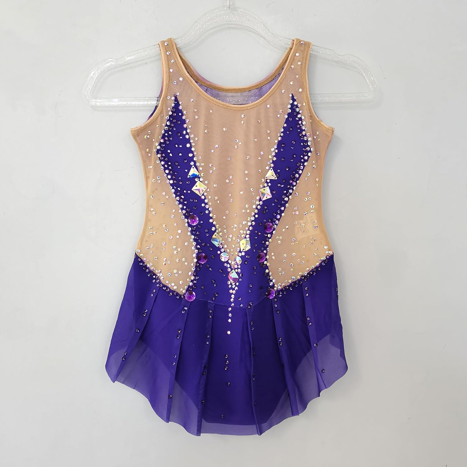 [LIUHUO] 新体操レオタードおしゃれ快適メッシュパープルエレガンス