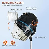 Vista 3 de JupiterForce Professional Hooded Floor Hair Dryer 1300W Adjustable Stand Up Bonnet Hair Dryer with Rolling Wheels for Home Salon Spa Beauty