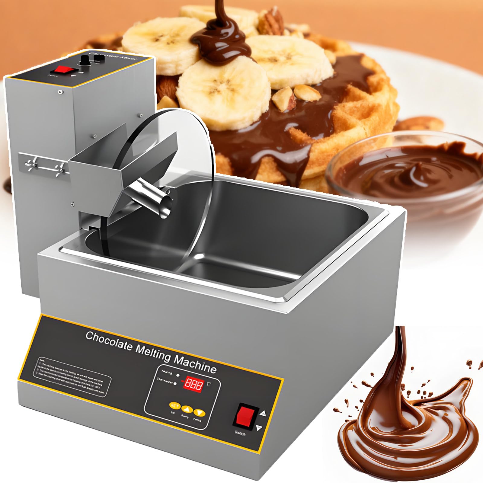 YNIYUJKL Chocolate Tempering Machine With Auto-Stirring Mixer & Melting Furnace - Efficient Chocolate Wheel Mixer For Professional Production, Prevents Scorching,12KG