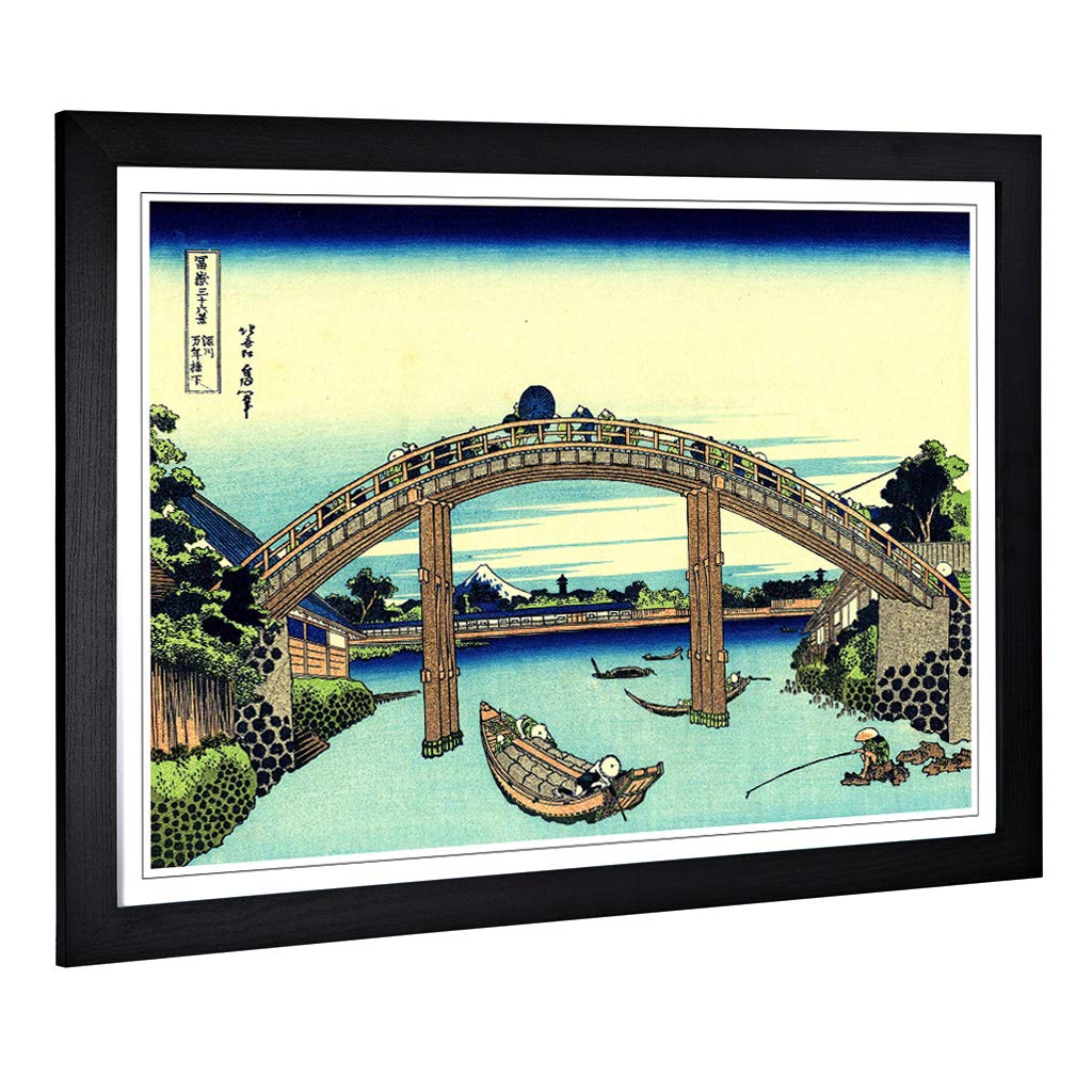 Big Box Art Framed Print of Hokusai Japanese Oriental Mount Fuji Design | Wall Art Picture | Home Decor for Kitchen, Living Room, Bedroom, Hallway, Black, A2 / 24.5x18 Inch / 62x45cm
