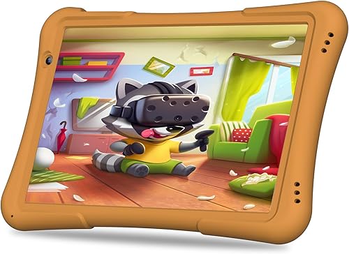 PRITOM Tableta para niños de 10 pulgadas Android 14, 32GB, Quad-Core, 6000mAh, pantalla IPS HD grande, WiFi 6, cámara dual, Bluetooth, tableta para
