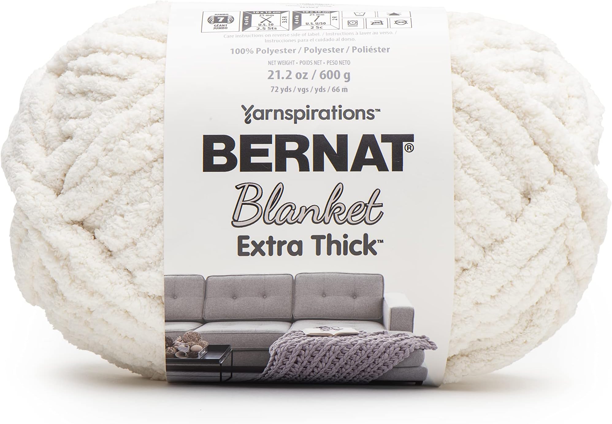 Bernat Blanket Extra Yarn, Big Ball 10.5 Oz, Jumbo 7, Light