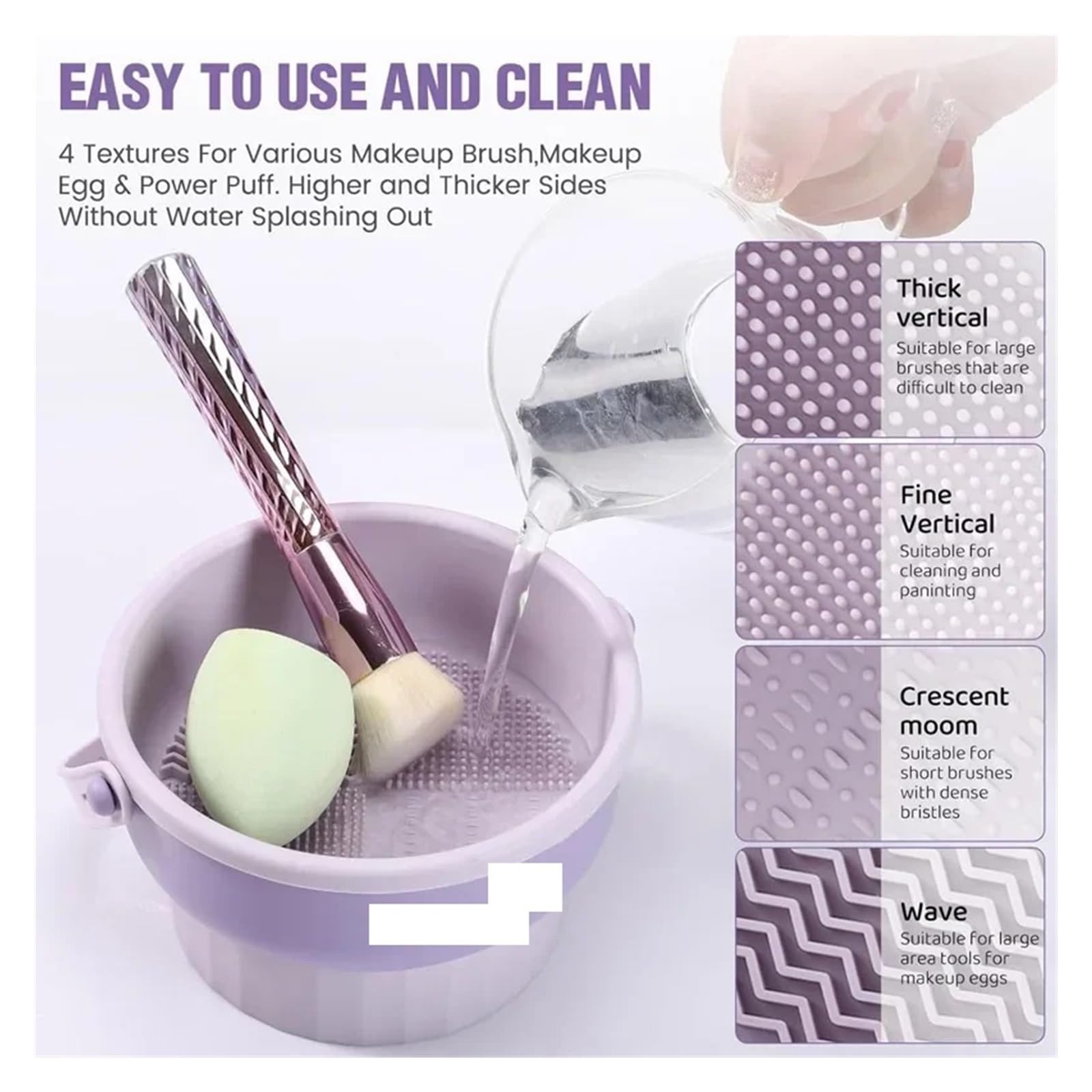 Seau de nettoyage pour pinceaux de maquillage - Outils de lavage et de séchage pour pinceaux de maquillage et houppettes de poudre (A-2L)
