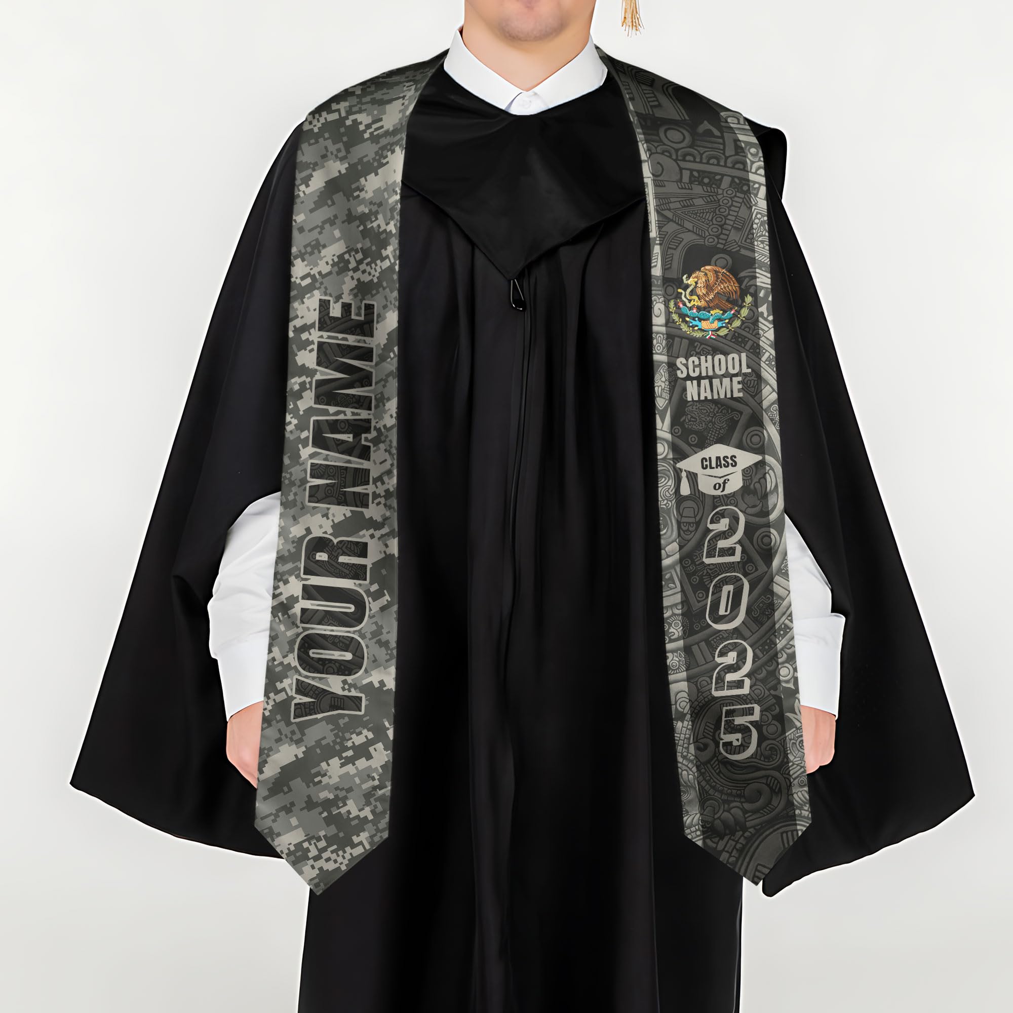 MonkeyVan Custom Mexican Graduation Sash Mexico Graduation Stole 2025 Mexican American Flag Graduation Sash Mexican Graduation M48