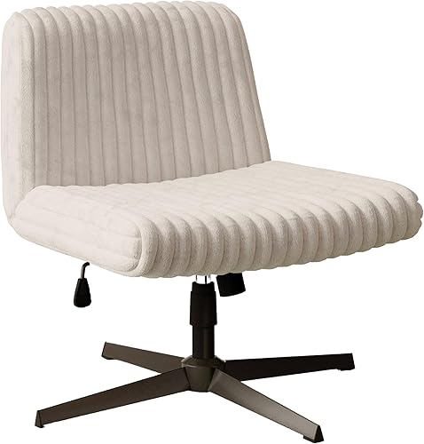 Silla cruzada sin brazos, silla de escritorio de oficina extra ancha sin ruedas, asiento acolchado extra grande de 26 pulgadas para sentarse con