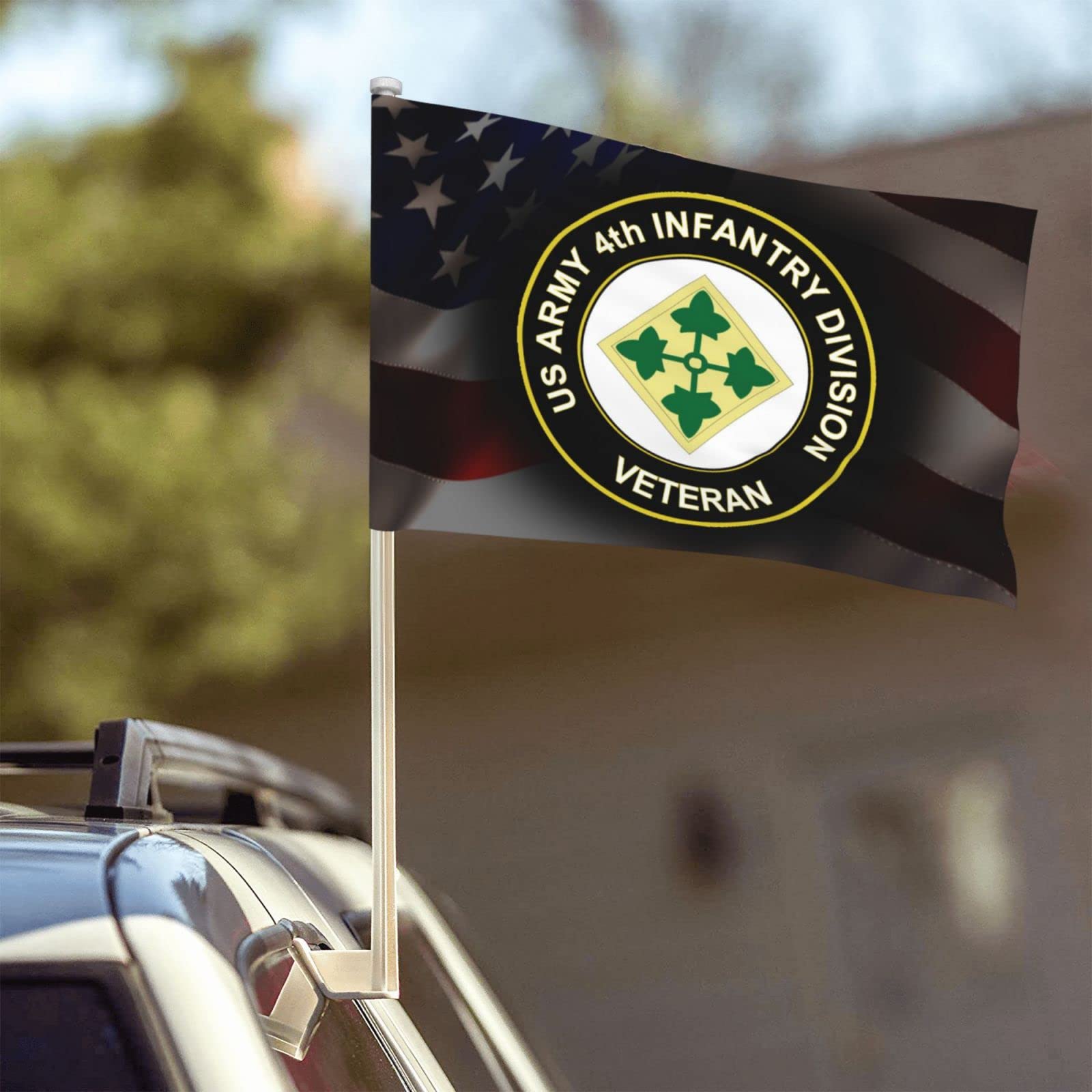 US Army 4th Infantry Division Veteran 100% Polyester Fabric With Printing For Indoor Outdoor Decoration