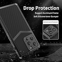 Vista 4 de HUALIMEI Funda de lujo para iPhone 13 Pro 6.1, funda de teléfono de fibra de carbono, armadura protectora militar con protector de pantalla