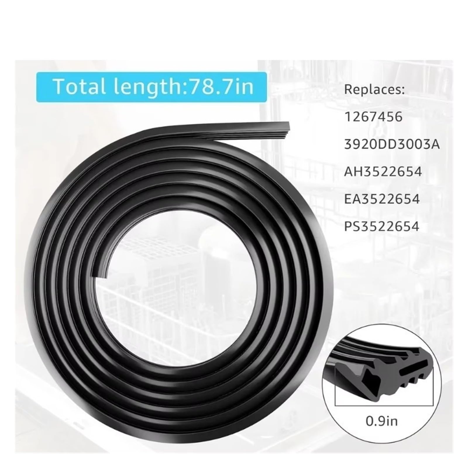 Guarnizione in gomma for porta e scanalatura della lavastoviglie 3920DD3005A(1 pz)