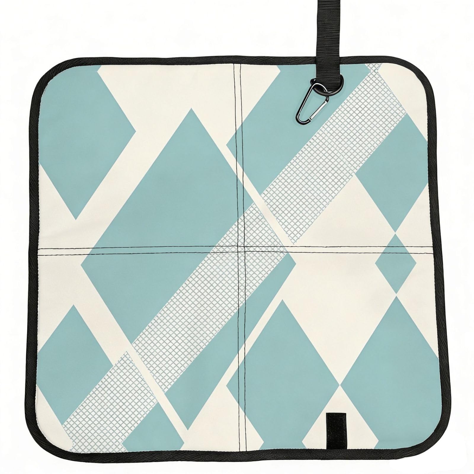 DUYIOKH Turquoise Diamond Grid Pattern Print Foldable Portable Seat Cushion for World Cup Games, Camping and Outdoor Activities