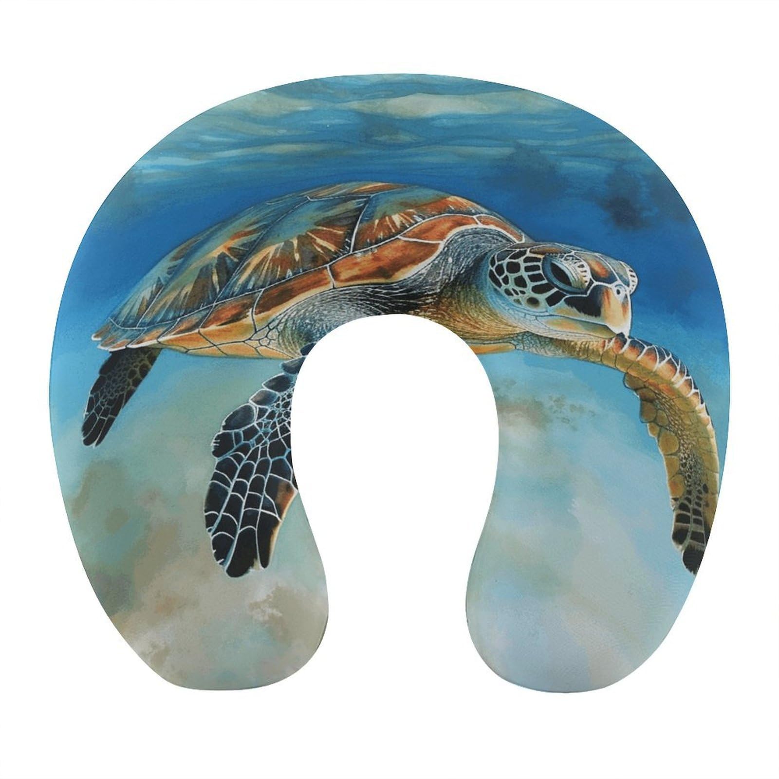 Adfgyerh Style Sea Turtle3 U-Shaped Pillow，Memory Foam Pillow Core，Cushion ，Provide Neck Support ，Travel Pillow，Suitable For Airplanes, Cars, Homes, And Offices.