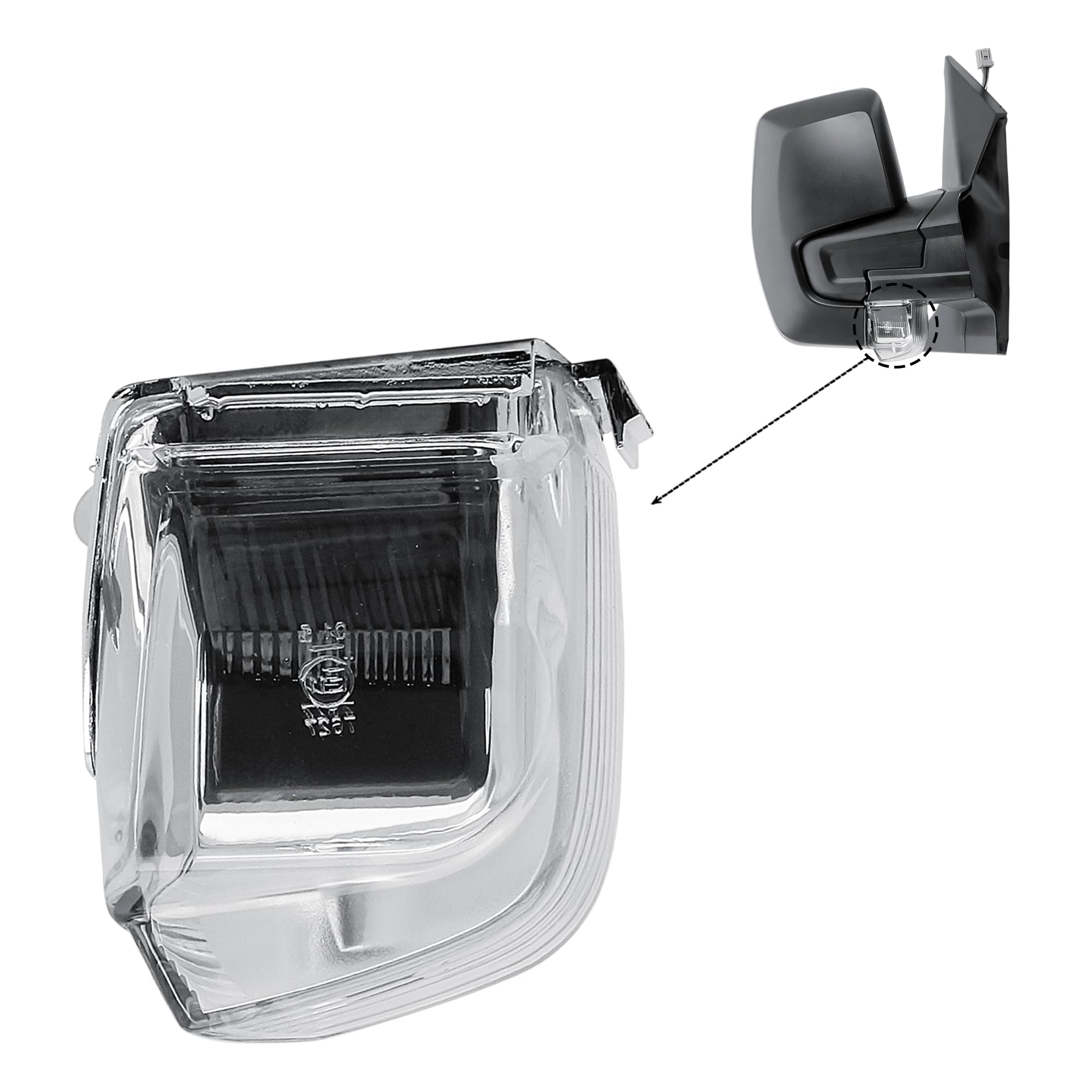Per 13+ Ford Trans MK8 Specchietto retrovisore esterno Indicatore LED Luce di segnalazione Lente trasparente  34