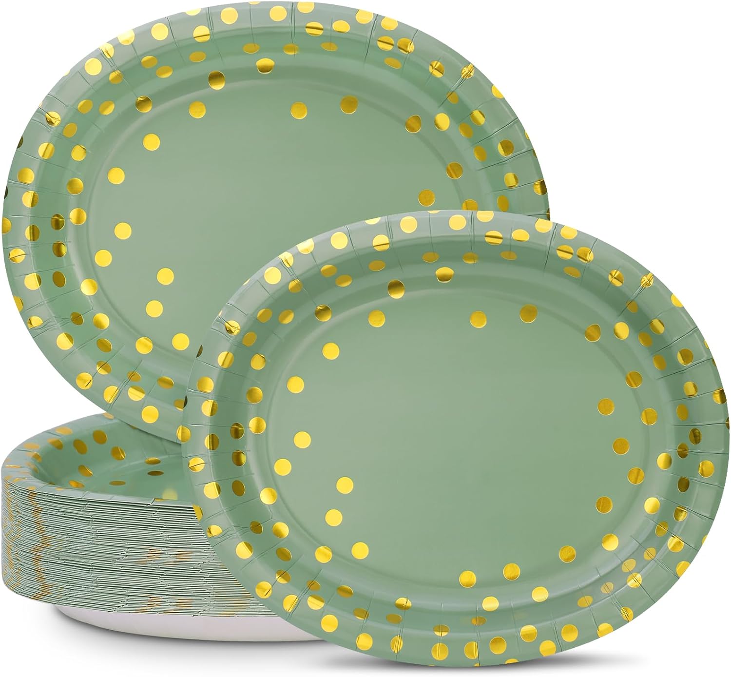 VEIZEED Sage Green Paper Plates 10 Inch X 12 InchSage Green Plates for 50 Guests
