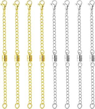 OHINGLT Adjustable Necklace Extender Magnetic Jewelry Clasps and Closures, Gold and Silver Necklace Extenders for Women