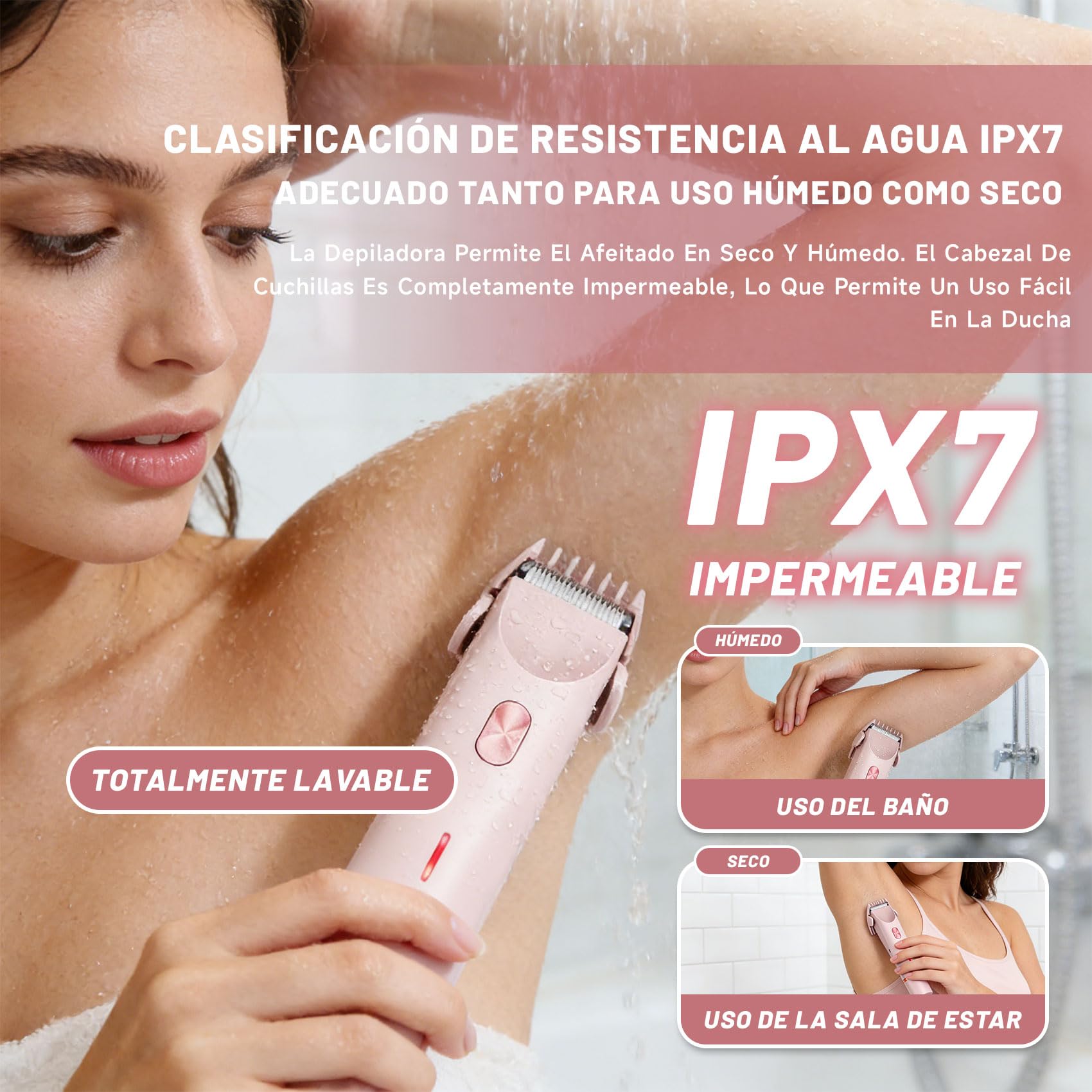 Sovalya Rasoio– Rifinitore 2-in-1 per Bikini e Corpo, Design a Doppia Testina, Rasatura su Pelle Asciutta e Bagnata. Depilazione Sicura per Corpo, Viso, Mento, Zona Pubica, Ascelle Gambe (Rosa)