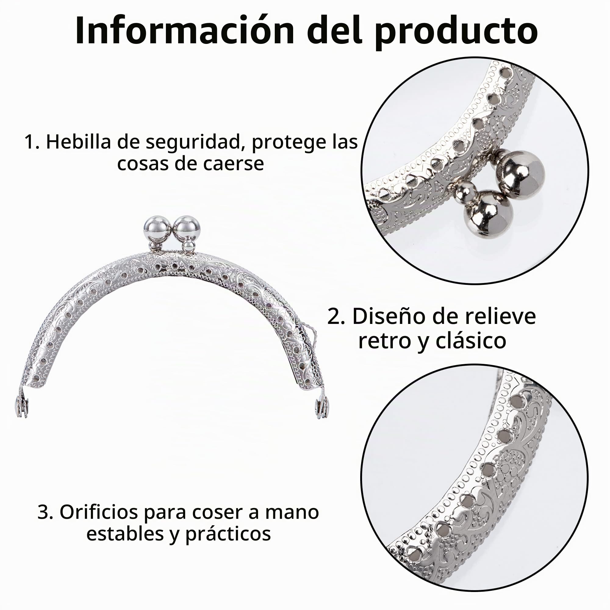 Cerradura para Fabricación de Monederos 8.5cm Marco de Bricolaje Beso Broche Marco Cierre Monederos Boquilla de Bolso para el monedero arte de la fabricación DIY 10 Piezas (Plata)