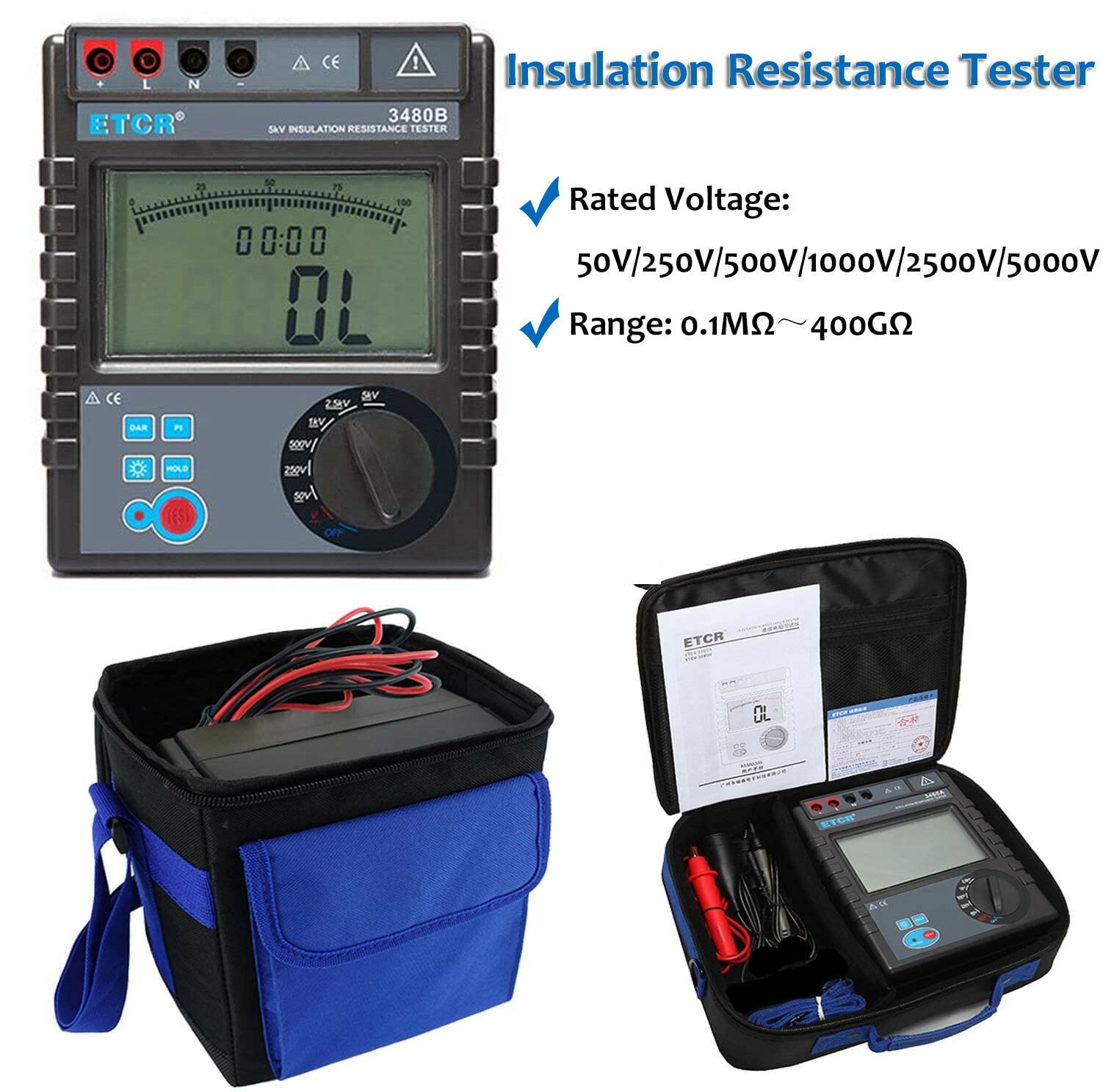 2 in 1 SZBJ BM3548 Digital Insulation Resistance Tester & 3 3/4 Multimeter 3999