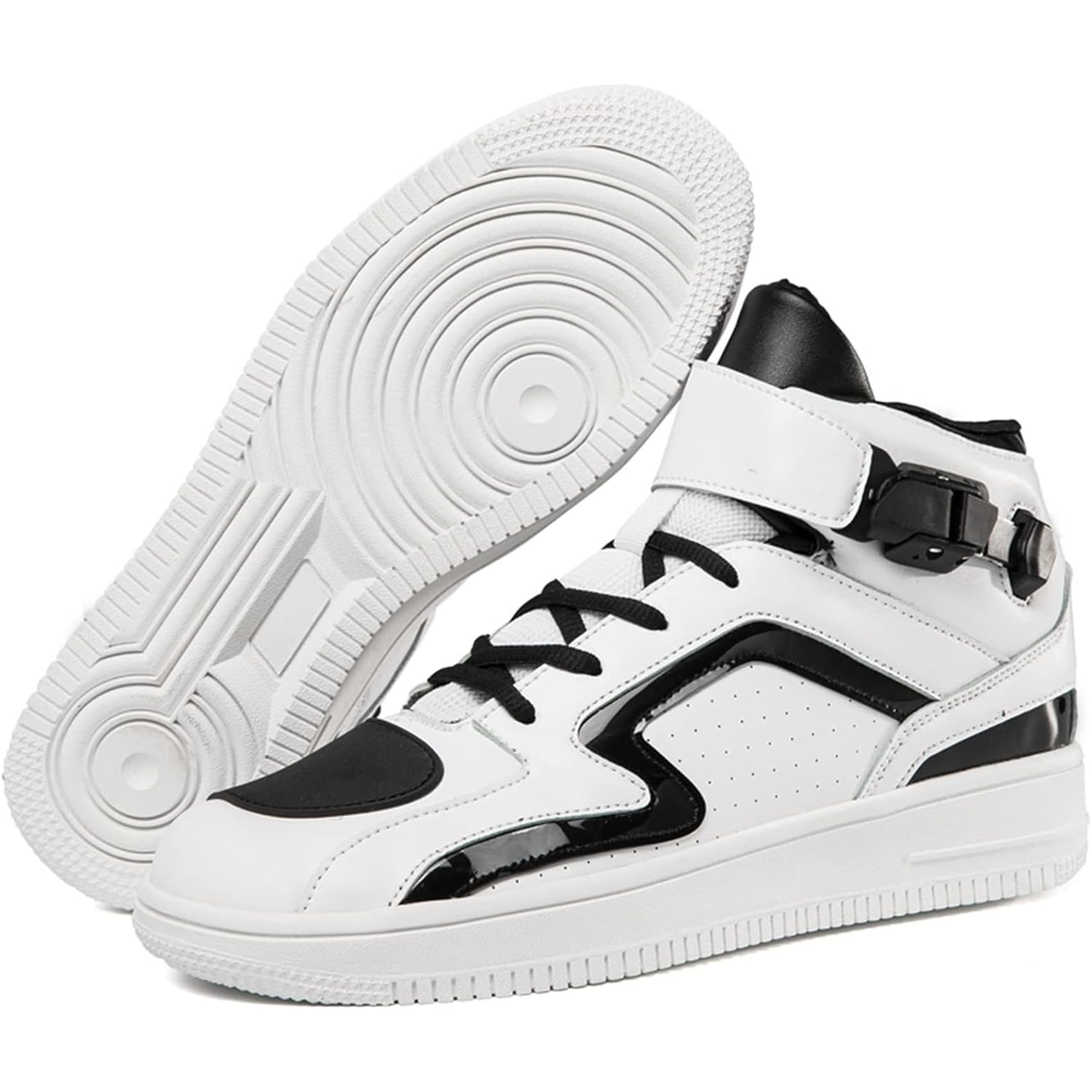 DJFOG Herren-Motorradschuhe, Leder-Biker-Motorradstiefel, Fahrradschuhe mit Knöchelstütze, Aufprallschutz, professionelle Schuhe