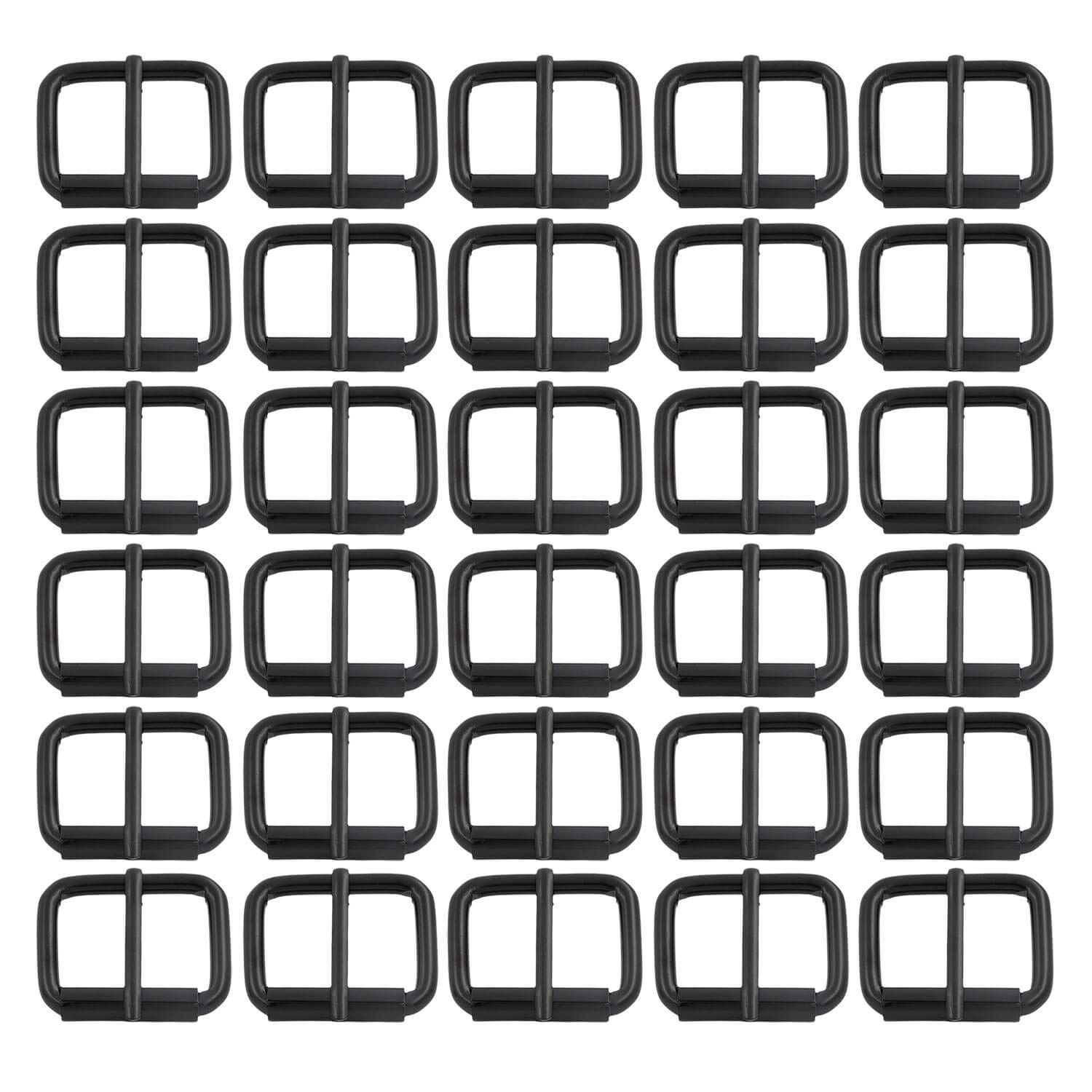 BIKICOCO Roller Buckle, 1 x 3/4 Inch Heel Rolling Bar Buckles for Bags Leather Webbing Straps Black - Pack of 30