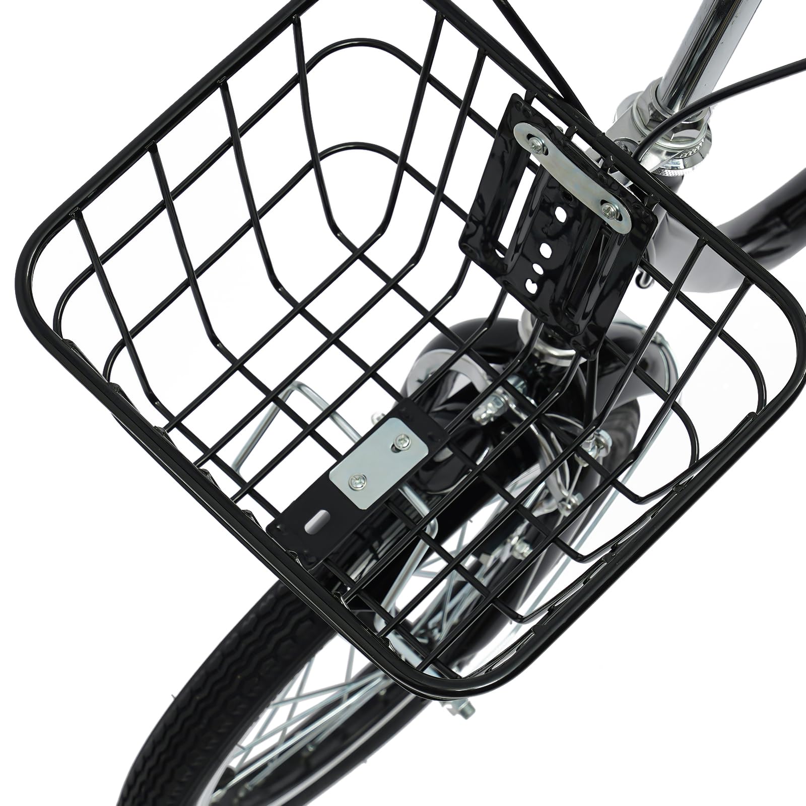 Triciclo para adultos de acero al carbono de 3 ruedas con cesta de la compra de hasta 330,69 libras, triciclo de altura regulable, bicicleta de crucero para personas mayores, color negro