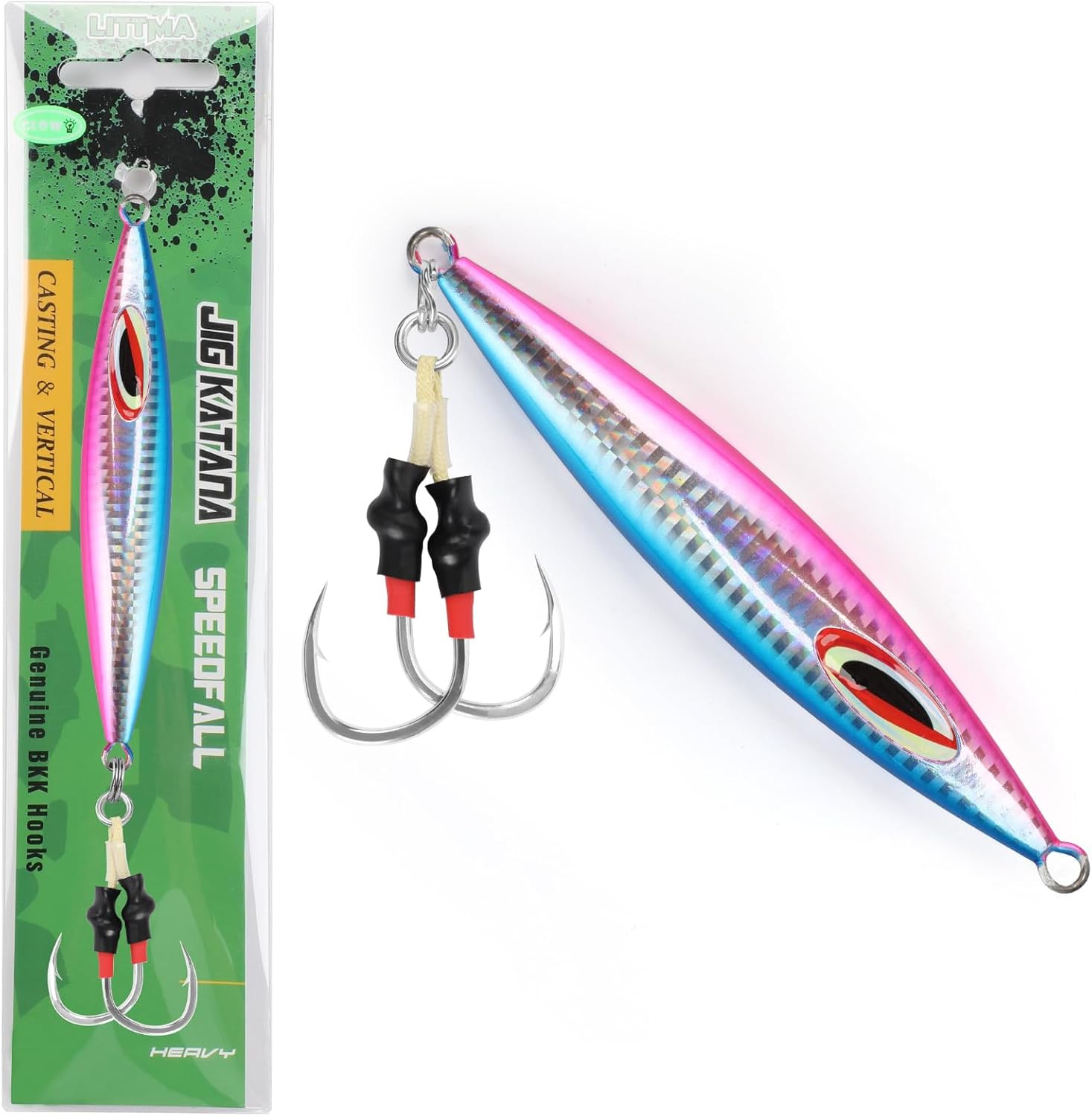 LITTMA Slow Pitch Jigs - Butterfly Vertical Speed Lure, Flat Fall Saltwater Fishing Jigs, Sinking Lead Metal, Glow Artificial Baits for Jigging