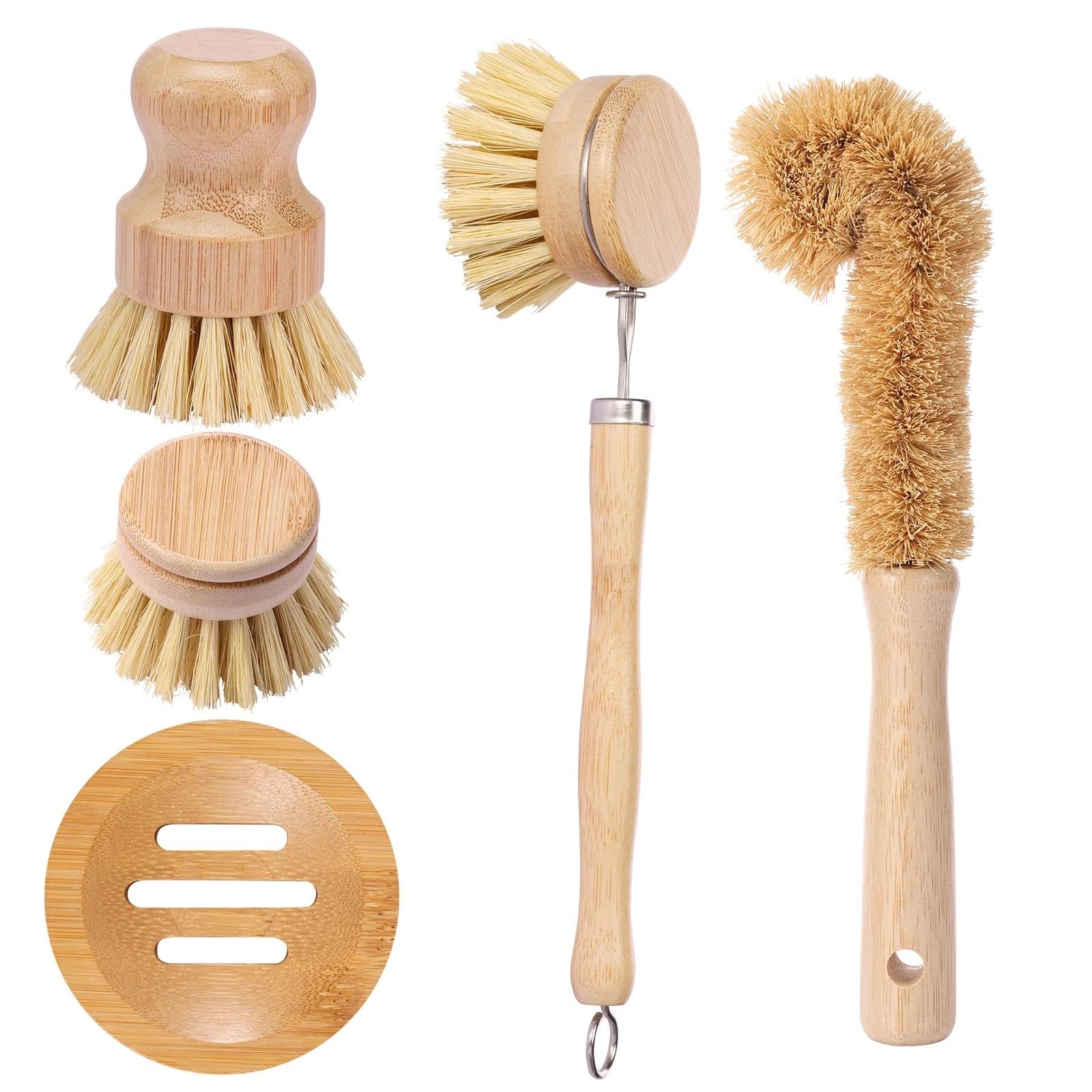 Dish Brush Set Pot Cleaning Long Handle Kitchen Dishes Scrubber Strong Decontamination Rust Removal Utensils for Dishes, Pots(Color 03 5Pcs)