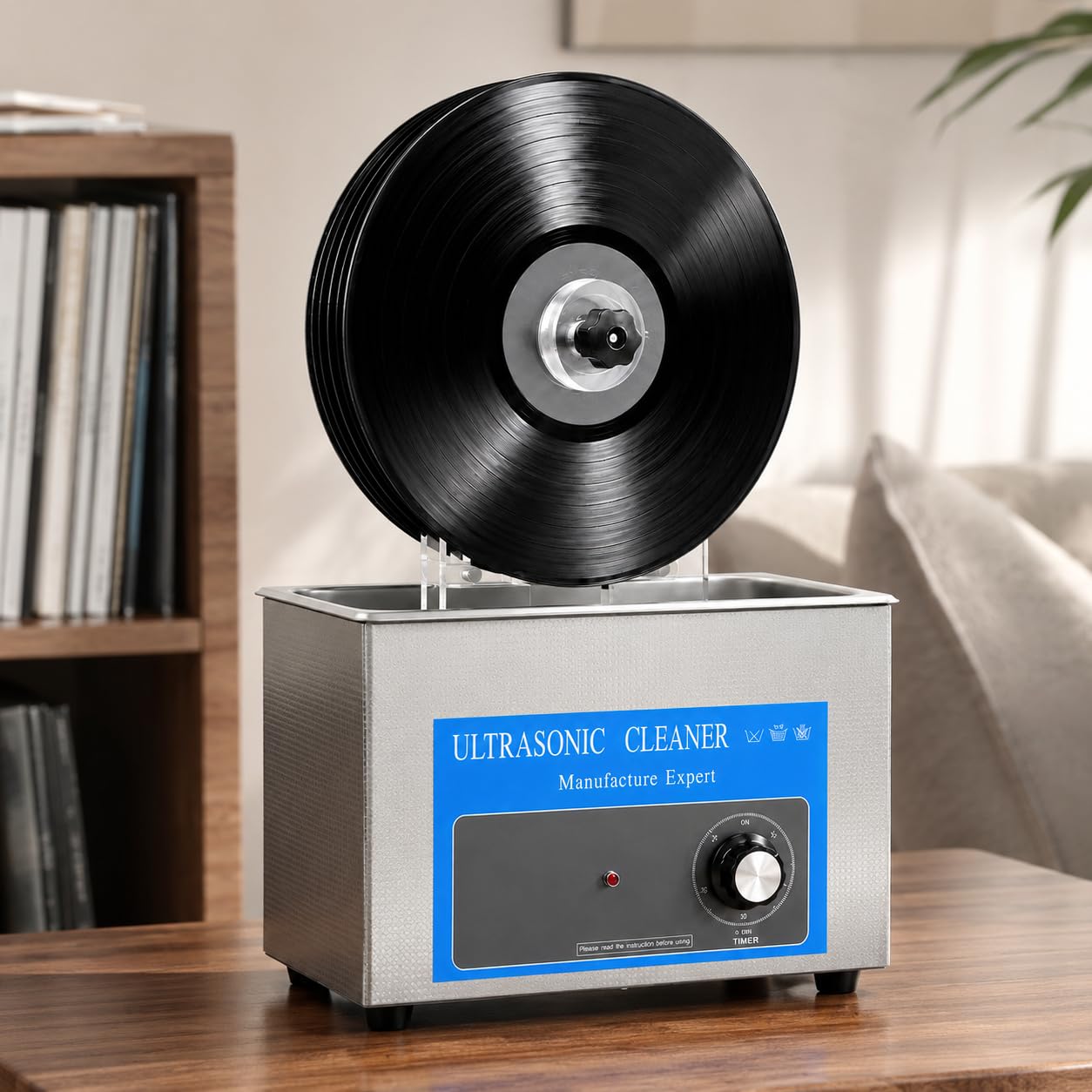 Ultradźwiękowa myjka 4L płyta winylowa, maszyna do czyszczenia 140 W | Czyszczenie 40 kHz z automatycznym obrotem, suszarką i regulowanym timerem 1-20 minut.