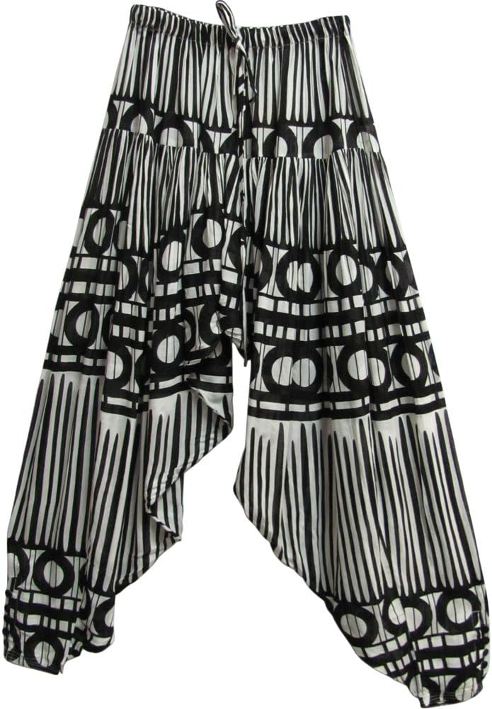 Yoga Trendz Black & White Printed Gauze Bohemian Harem Gypsy Pants