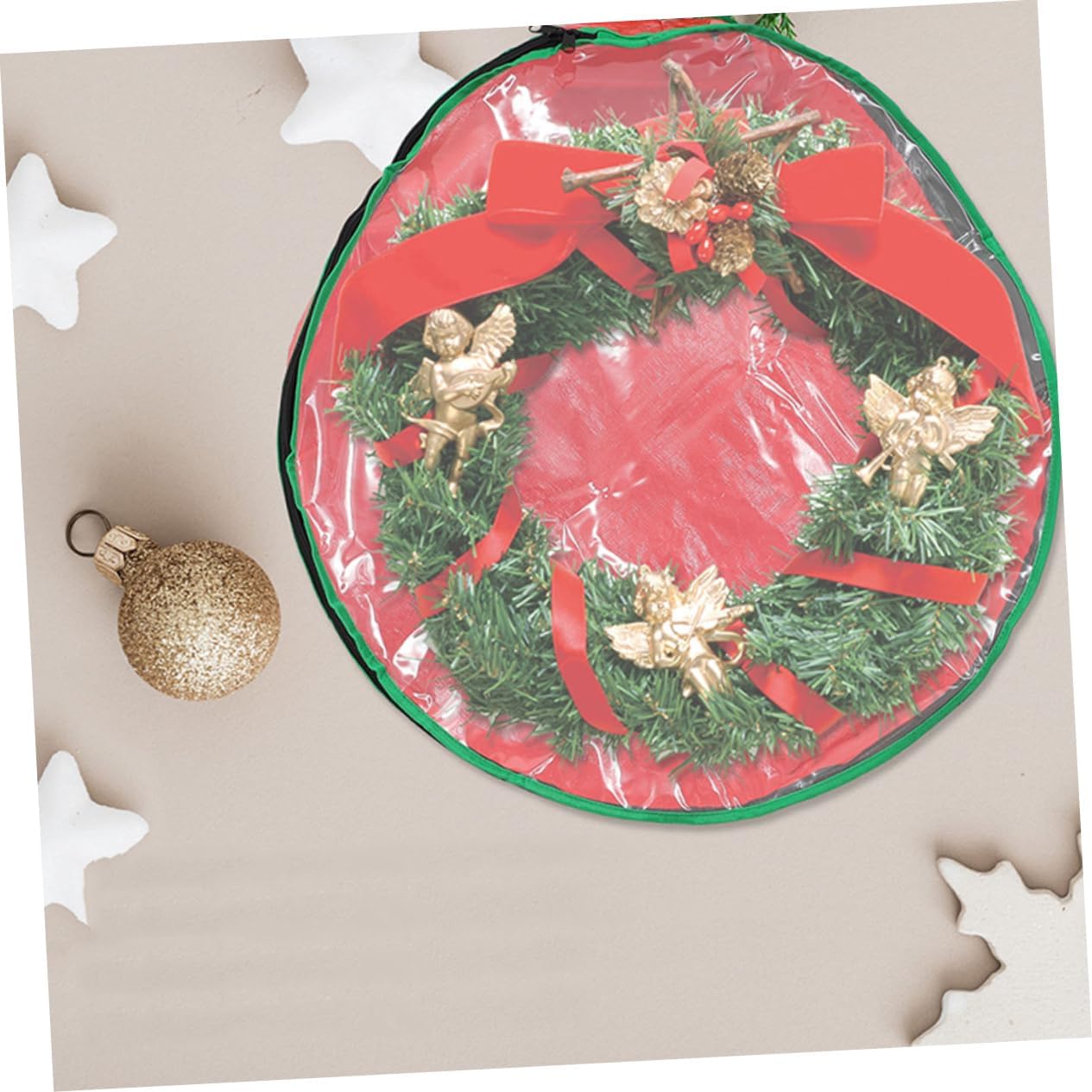 4pcs Wreath Storage Bag Transparent Garland Holder for Holiday Decoration Dust Organizer for Wreaths and Party Supplies