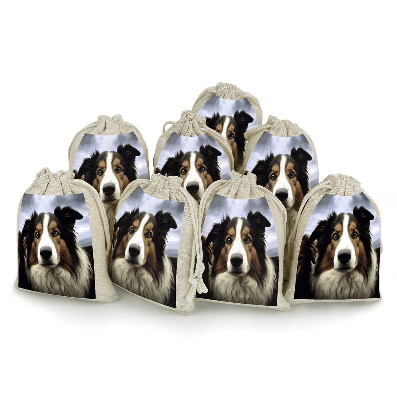 Adfgyerh Style Sheep Dog Bags With Drawstring Reusable,Jewelry Bags 4.9 X 6.7 Inch, Set Of 8,Gift Bags For Party Wedding Storage Home Supplies