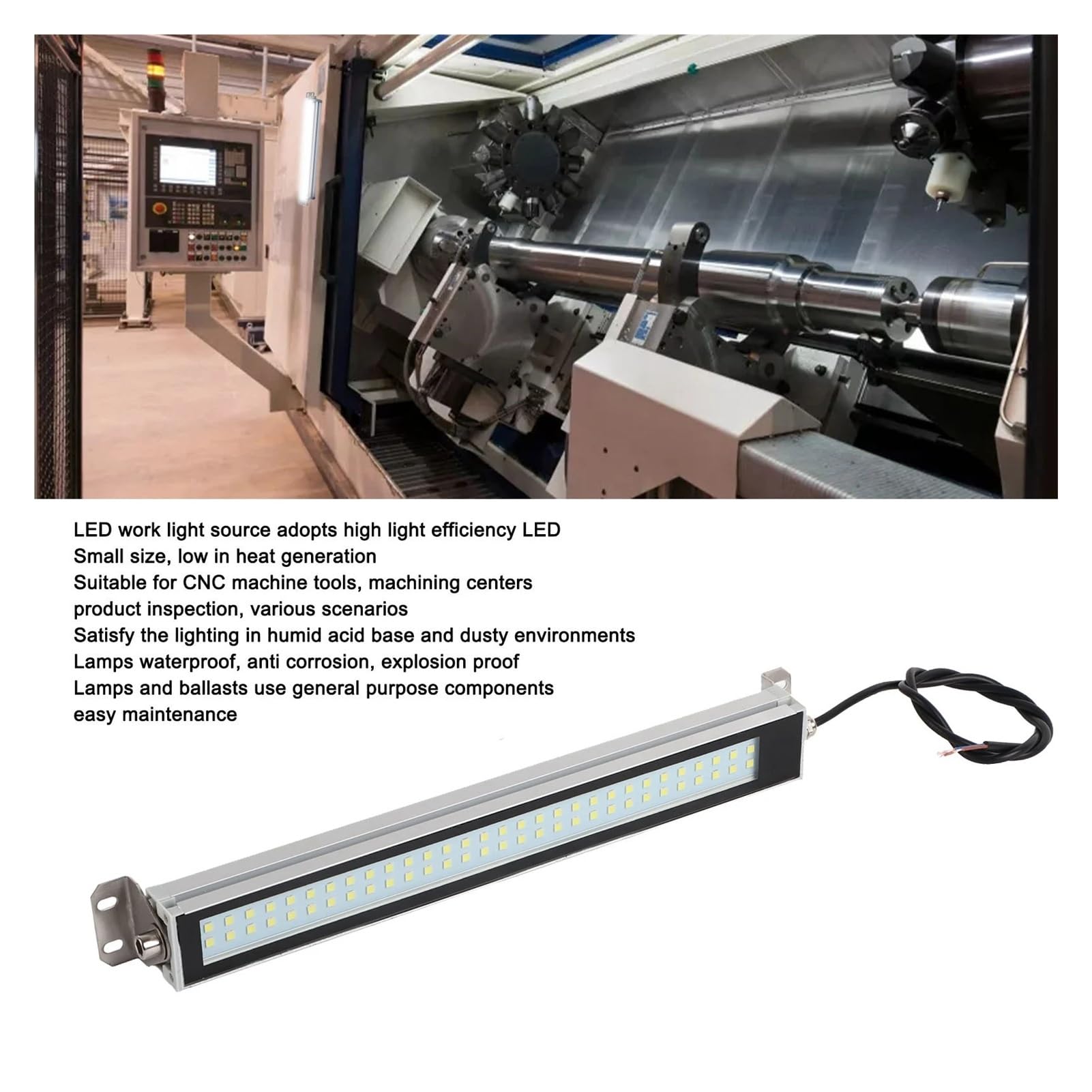 Luce di lavoro a LED IP67 impermeabile 24V 12W for tornio CNC industriale Alta luminosità