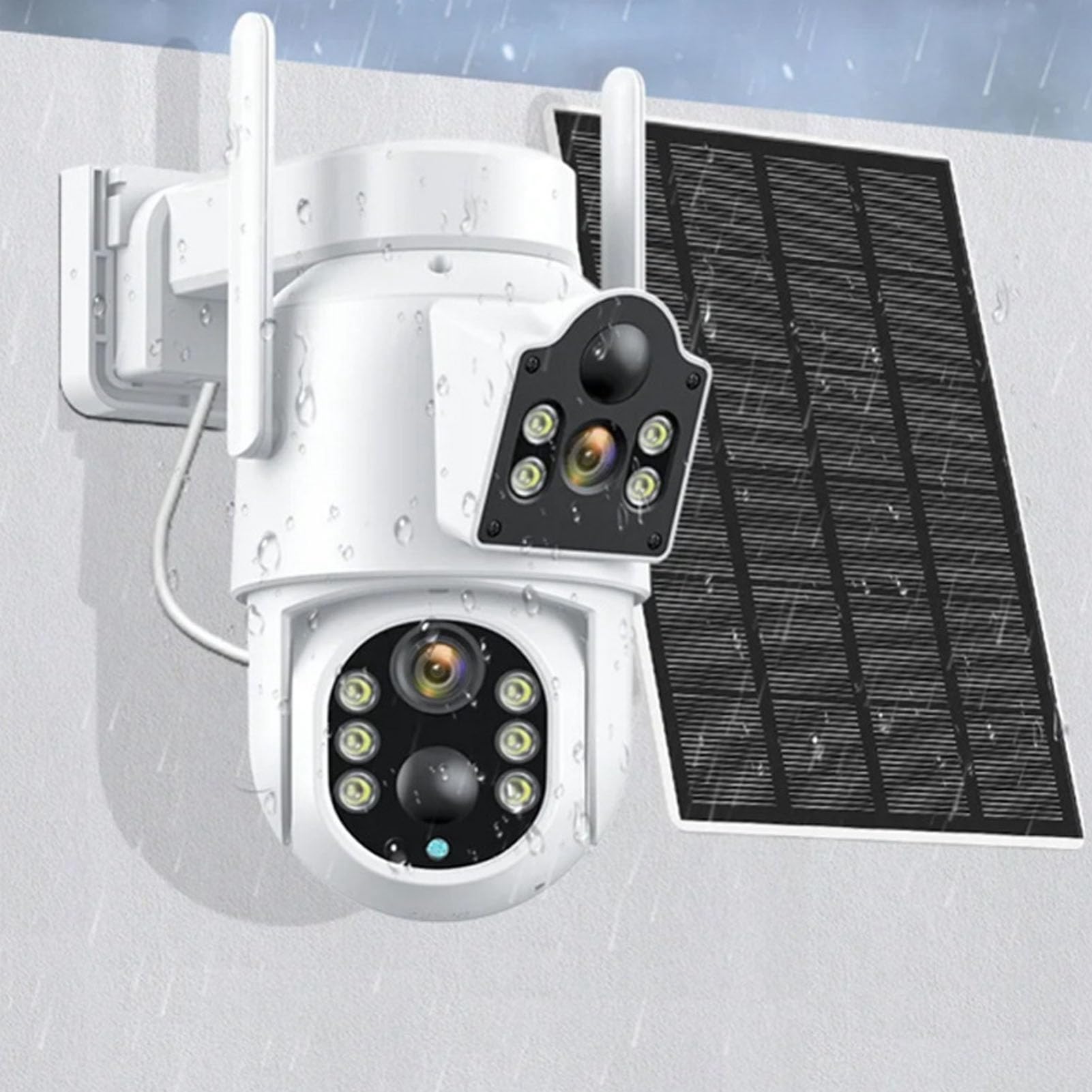 Cámaras de seguridad solares para exteriores Kit de de vigilancia de cámara de red remota de alta definición con lente dual de 2 MP y panel solar