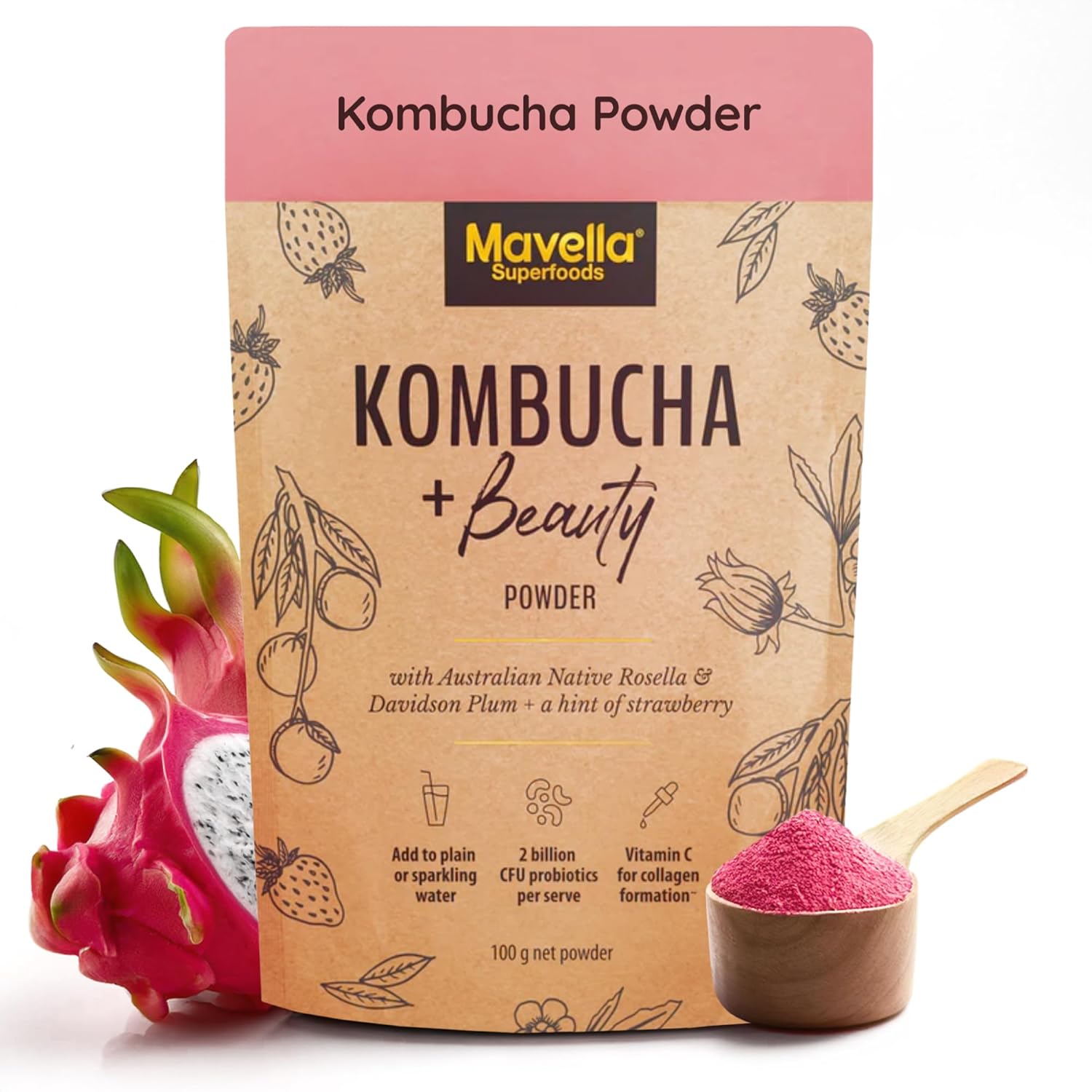 Mavella Kombucha Powder – Berry Flavor 100g Beauty & Hair Powder Black and Green Tea – Probiotic Prebiotic Apple Cider Vinegar Ginger Vitamin C Kombucha Drink – 25 Servings Mavella Kombucha Powder – Berry Flavor 100g Beauty & Hair Powder Black and Green Tea – Probiotic Prebiotic Apple Cider Vinegar Ginger Vitamin C Kombucha Drink – 25 Servings