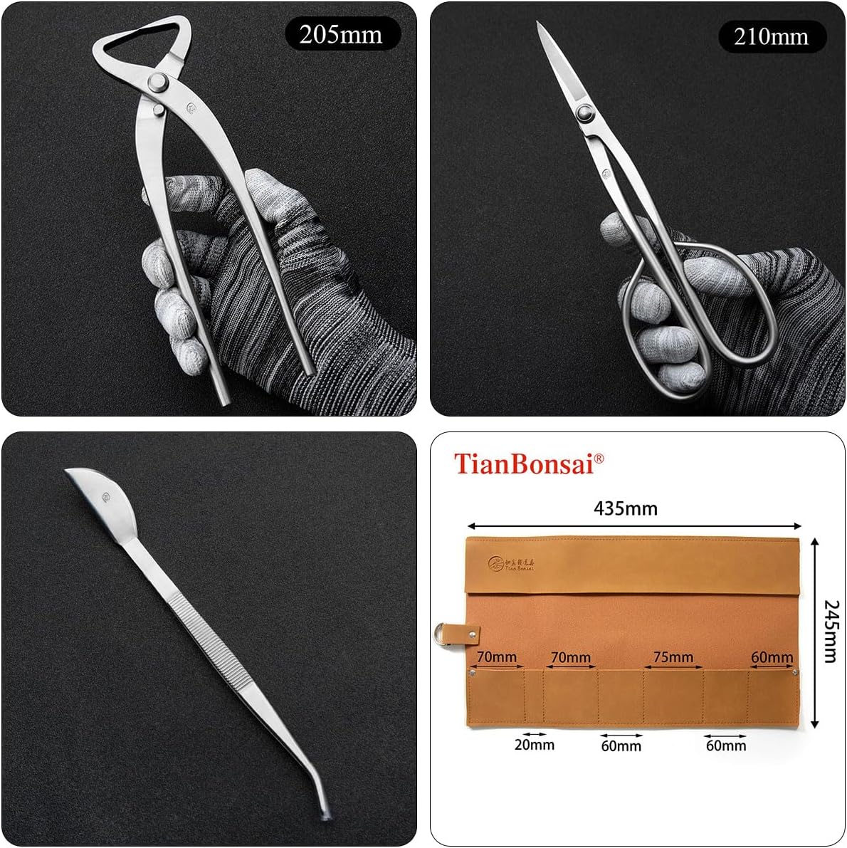 TianBonsai Standard Grade 7-pcs Bonsai Tool Kit