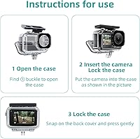 Vista 5 de Funda impermeable para DJI Osmo Action Camera 5 pro/4/3, con carcasa submarina antivaho carcasa carcasa soporta 147.6 ft/148 pies carcasa de buceo