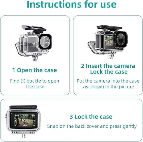 Miniatura 5 de Funda impermeable para DJI Osmo Action Camera 5 Pro43, con carcasa subacuática antivaho carcasa carcasa soporta 147.6 ft148 pies carcasa de buceo