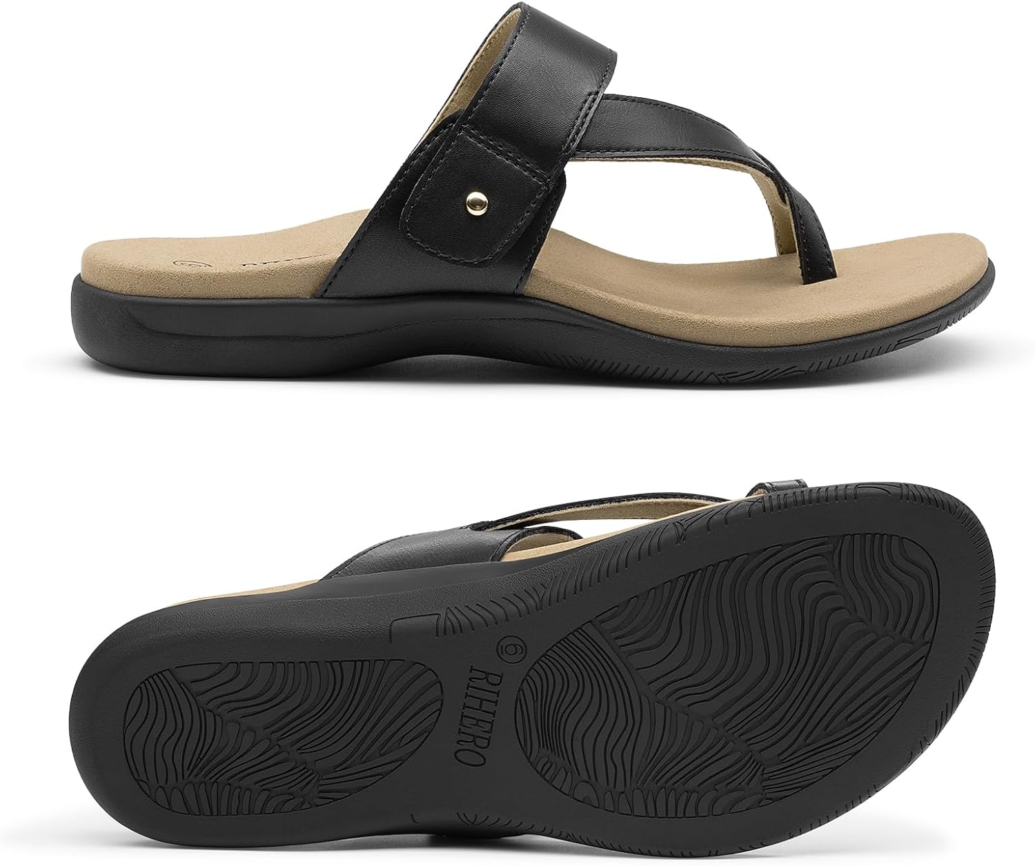 Rihero Women's Orthopedic Sandals with Arch Support Orthotic Flip Flops Slip On Comfortable Walking Summer Thong Flat Sandals