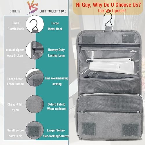 Miniatura 7 de L&FY Neceser de viaje, neceser de viaje para mujer, grande, multifunción para maquillaje de tamaño de viaje, cosméticos, artículos esenciales con