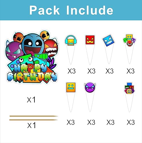 Miniatura 3 de 24 adornos geométricos estéticos para cupcakes y decoración de pastel para decoración de tartas de cumpleaños, suministros de fiesta, incluye 1