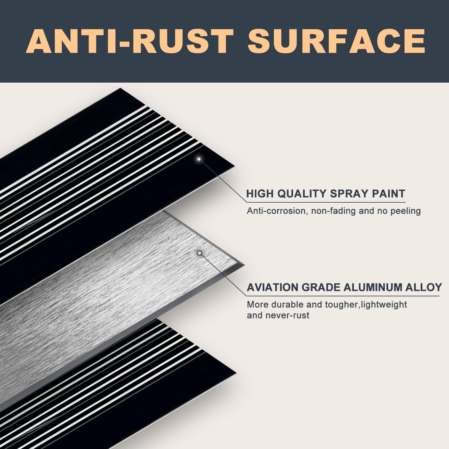 Belinova Deck Balusters, 32.25"x1" Flat Metal Deck Spindles, 50 Pack Aluminum Deck Balusters, Metal Deck Balusters for Wood and Composite Deck, Metal Outside Deck Balusters for Deck Railing