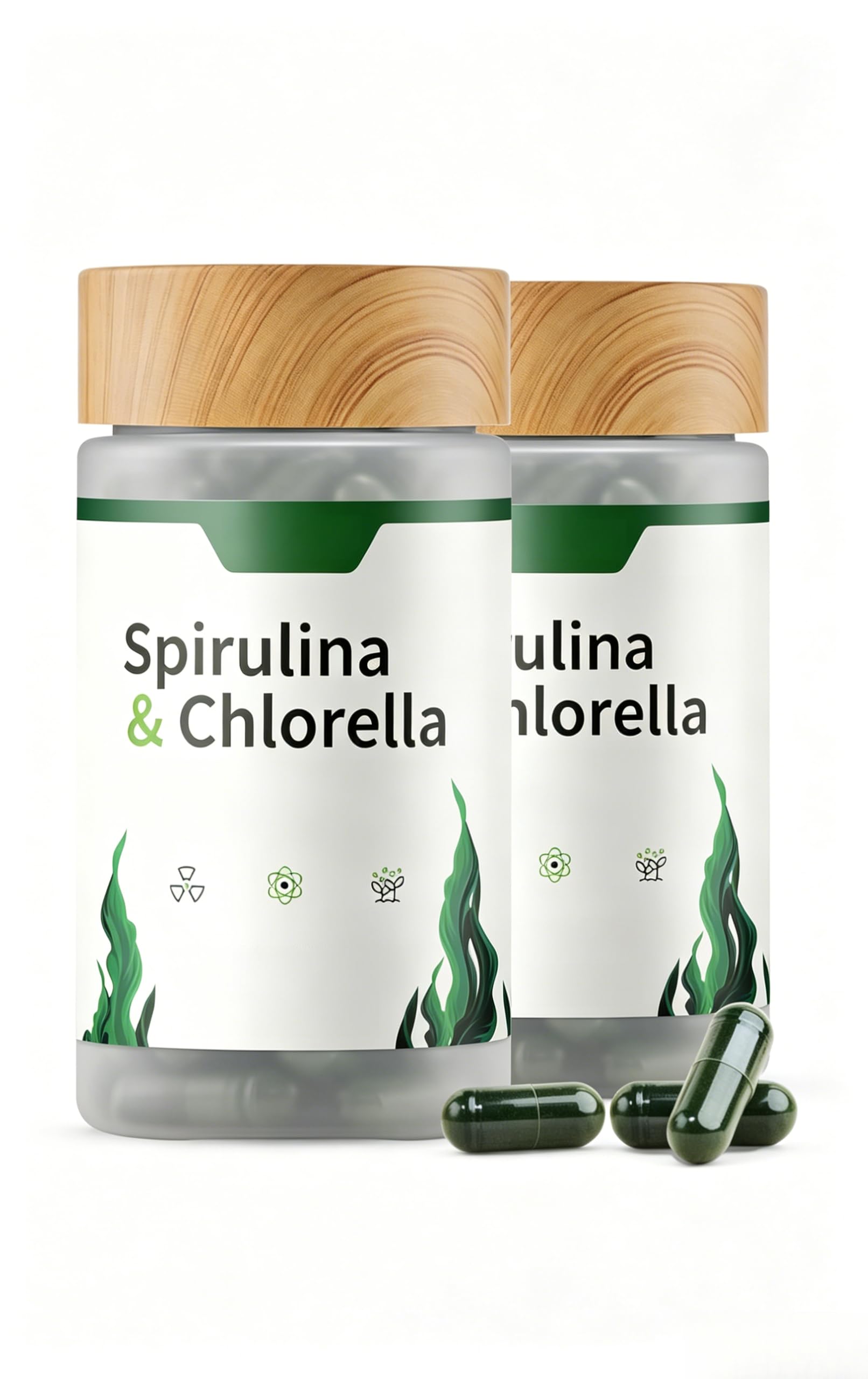 Spirulina e Clorella biologiche | Alghe blu-verdi ricche di proteine ​​che forniscono energia (2pz)