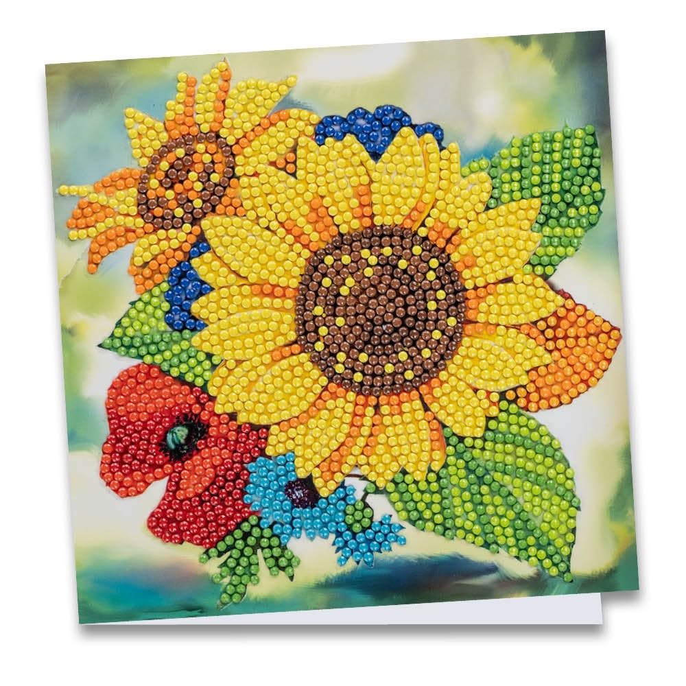 Ideen Mit Herz Sunflower Bouquet Diamond Painting Greeting Card | 16X16cm | 370Gsm | Includes Envelope & Tool (Sunflower Bouquet)