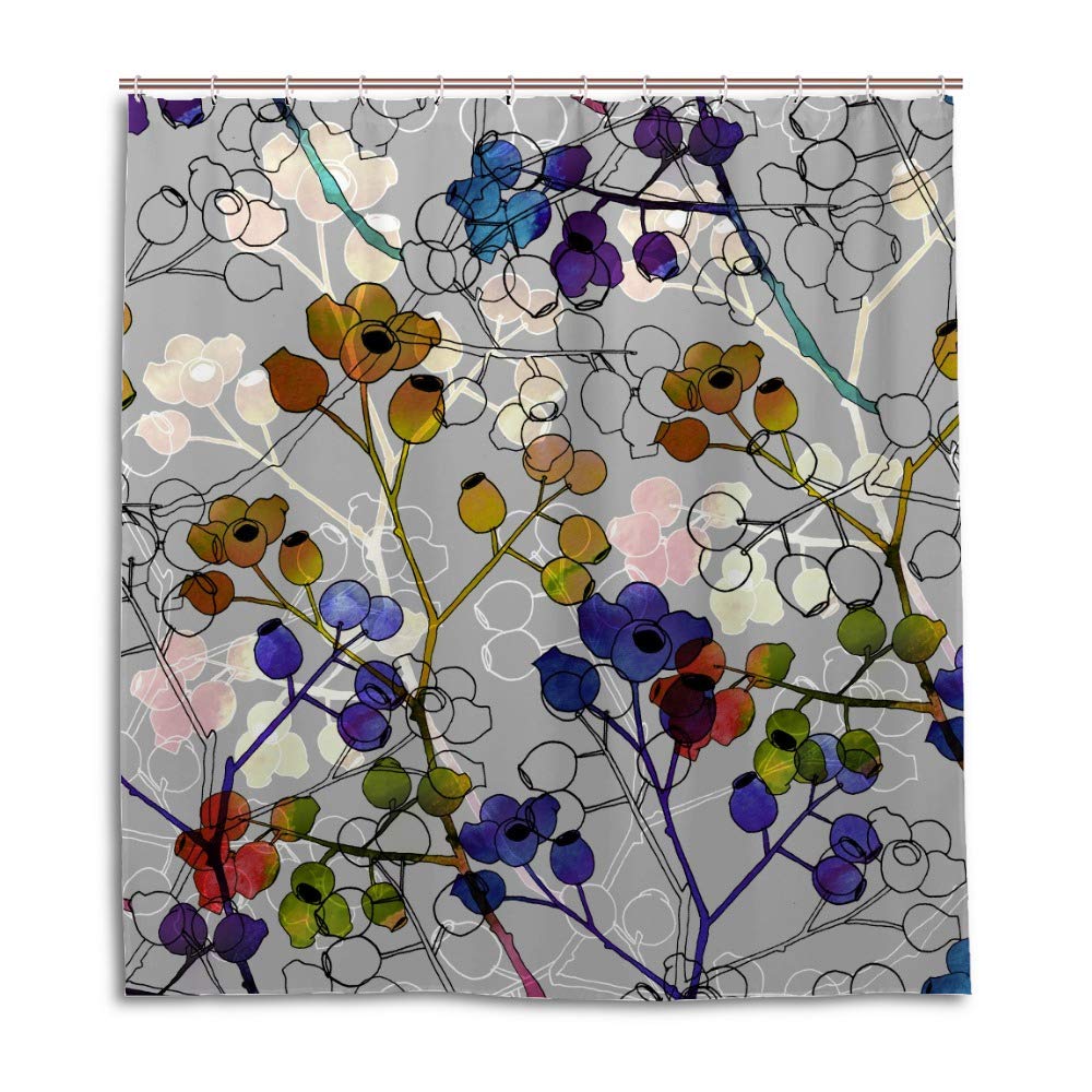 Rideau de douche imperméable fleurs Motif 2 taille 66x72 inch pour salle de bain