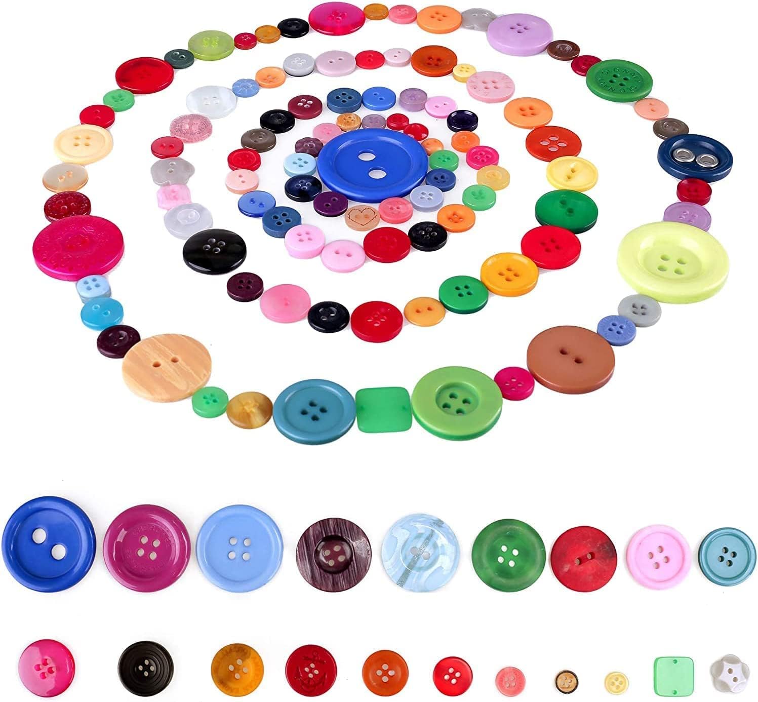 Greentime 3000pcs Assorted Size Buttons 2 Hole and 4 Hole Craft Buttons for Sewing DIY Manual Painting DIY Handmade Ornament Easter Egg Fillers Decorative