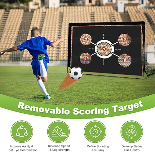 Miniatura 3 de 6x4 FT Kids Soccer Goals for Backyard - 2 Pack Soccer Nets, Portable Pop Up Goal Set with Training Mat, Cones, Target & Ball - Soccer Training