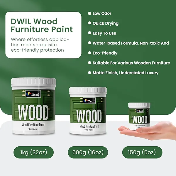 DWIL Matte Finish Furniture Paint - 16 Oz Wood Paint for Cabinets, Doors, Tables, and Dressers Refinishing - Water-Based, Non-Toxic & Odorless, Easy to Apply(White)-With Tools