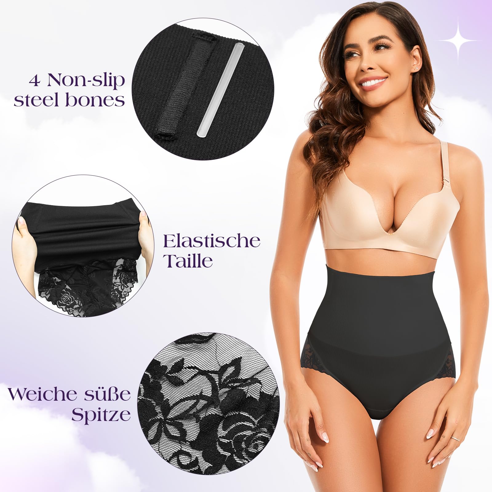Culotte gainante en dentelle pour femme | Culotte ventrale sans couture respirante pour de nombreuses occasions