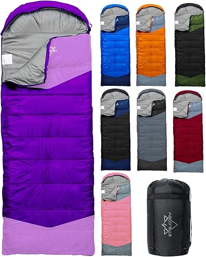 Miniatura 21 de Lightweight 3-Season Sleeping Bag for Adults/Kids Camping, Compact w/Compression Sack, Waterproof Ripstop, Portable for Backpacking Hiking Travel