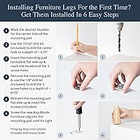 Vista 5 de Patas de madera de fresno prémium para muebles (kit de instalación completa): elige tu