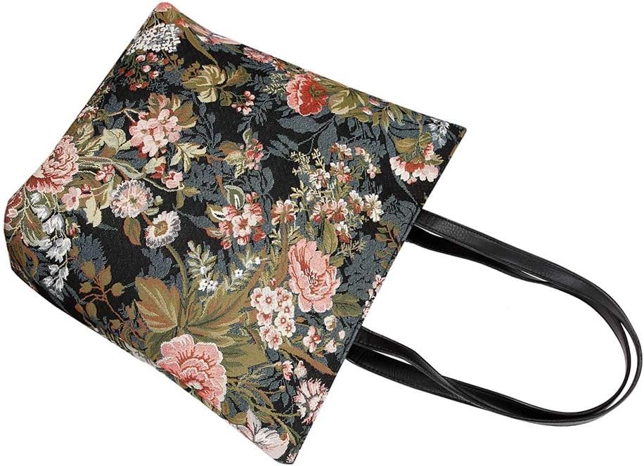 Signare Tapestry Shoulder Bag Tote Bag for Women with Peony Flower (SHOU-PEO)